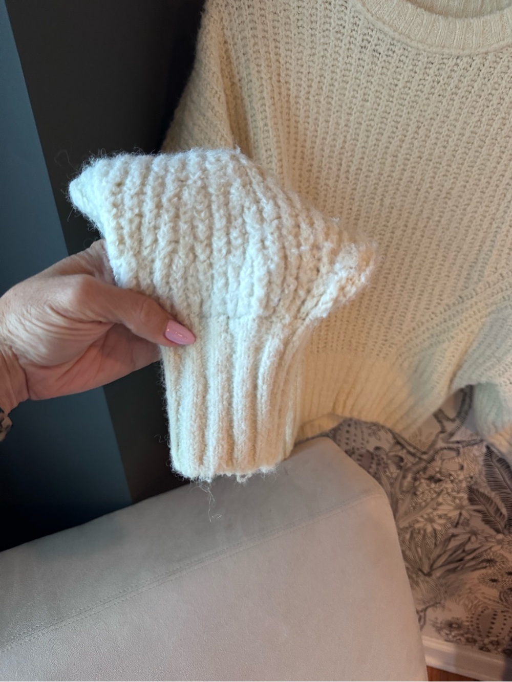 Pilcro Cream Chunky Knit Crewneck Sweater - Picture 7 of 9